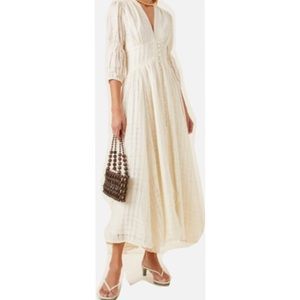 CULT GAIA Willow Button-Front Linen Gauze Midi Dre